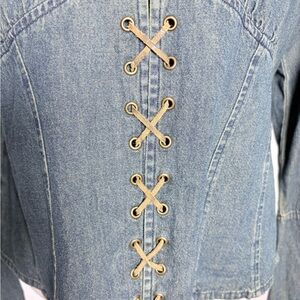 Elegant Blue Lace-Up Denim Blouse